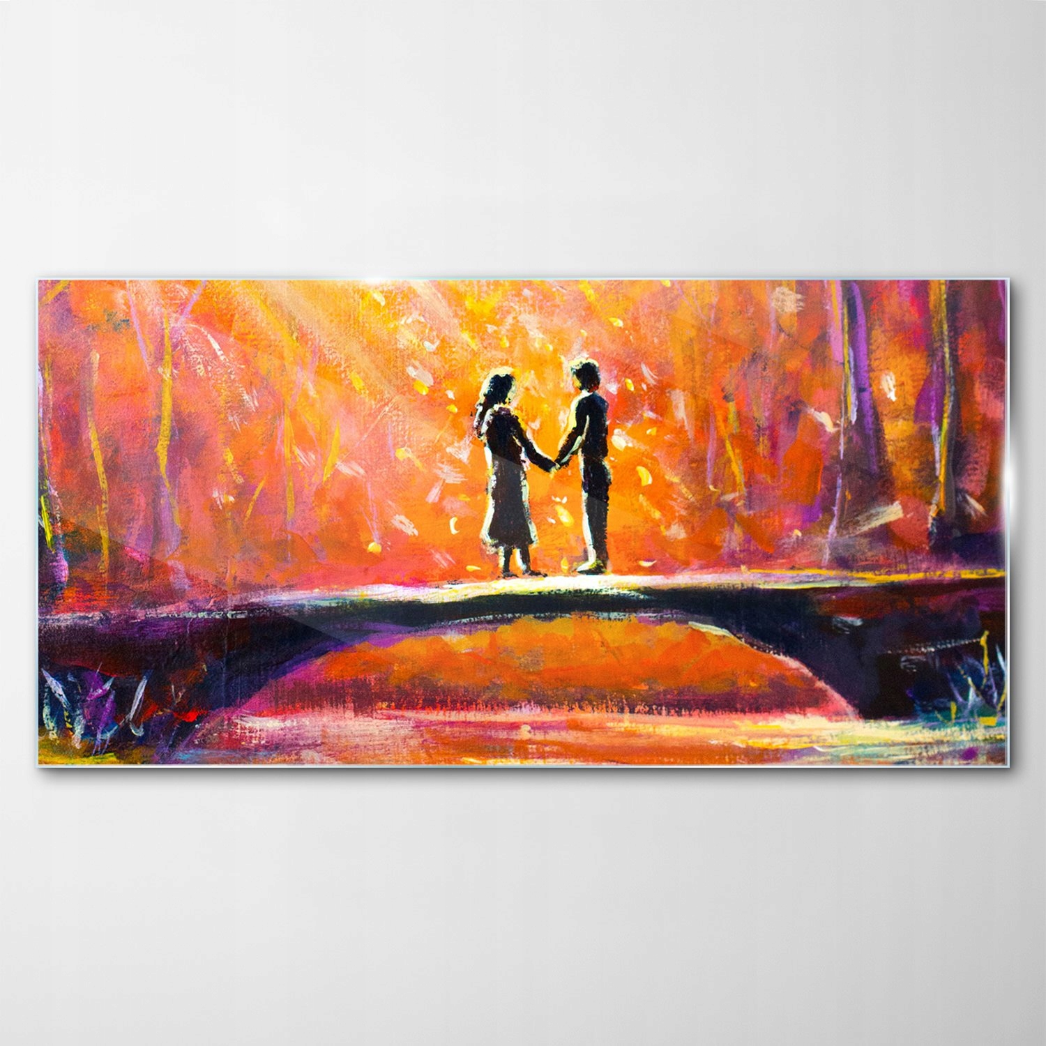 Tvrdený sklenený obraz Zamilovaní Most Les 100x50