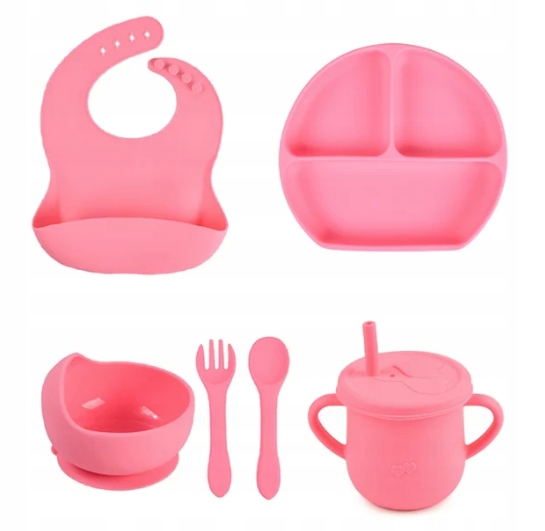 PIERWSZE NACZYNIA ZESTAW DO KARMIENIA DLA DZIECI SILIKONOWE NACZYNIA