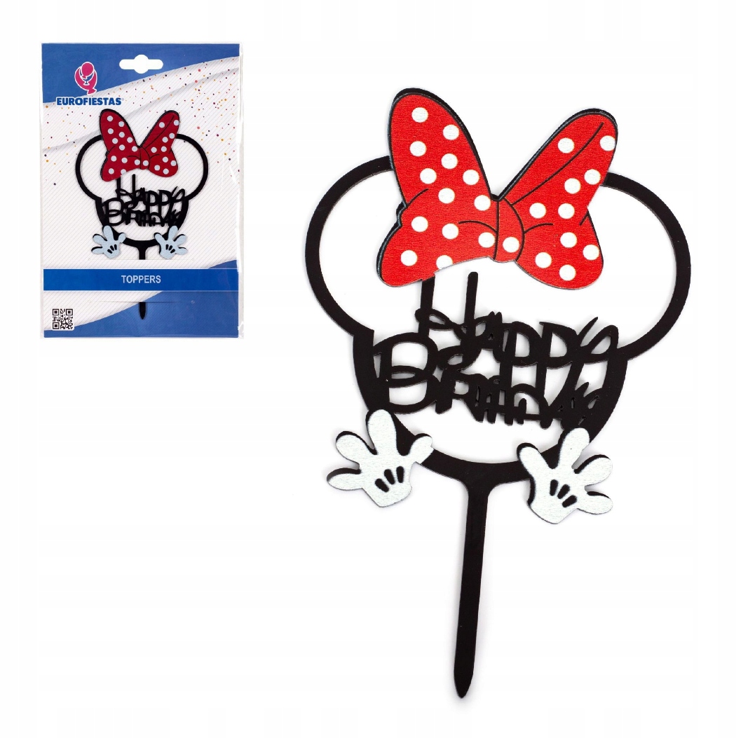 

Topper na tort Myszka Minnie dekoracja kokarda Ef