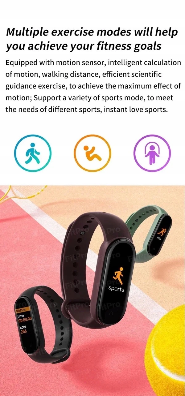M5 Smart Watch Bluetooth Sport Fitness Tracker Heart Rate Monitor Smart Bra Kolor dominujący bordowy