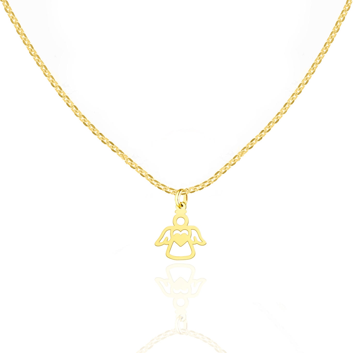 Zlatý pozlacený náhrdelník s andělem a andělem, velikost 925 45 cm