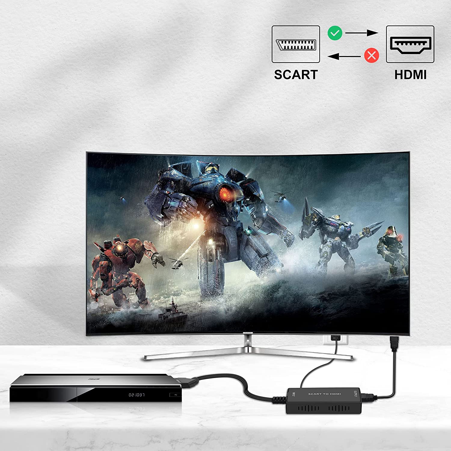 ADAPTER KONWERTER SCART DO NA HDMI AV EURO FULL HD Stan opakowania oryginalne