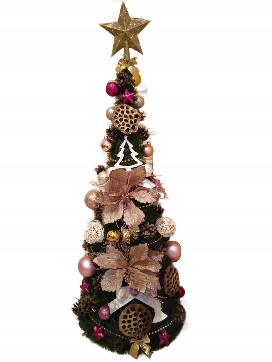 

Stożek choinka Ubrana z dekoracją Led 100cm Gotowa