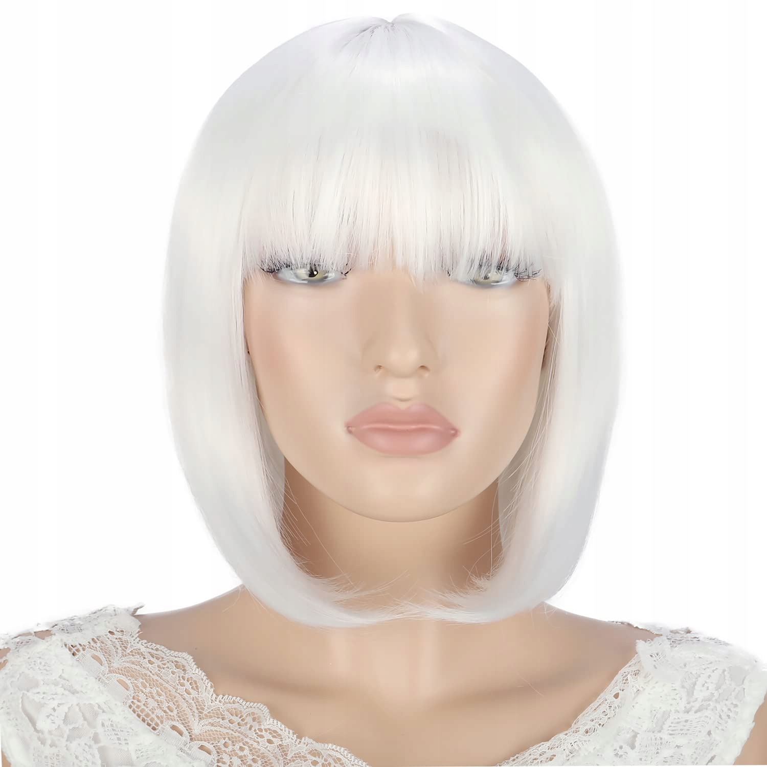 Vlasy Paruka Krátká typu Bob Bílá