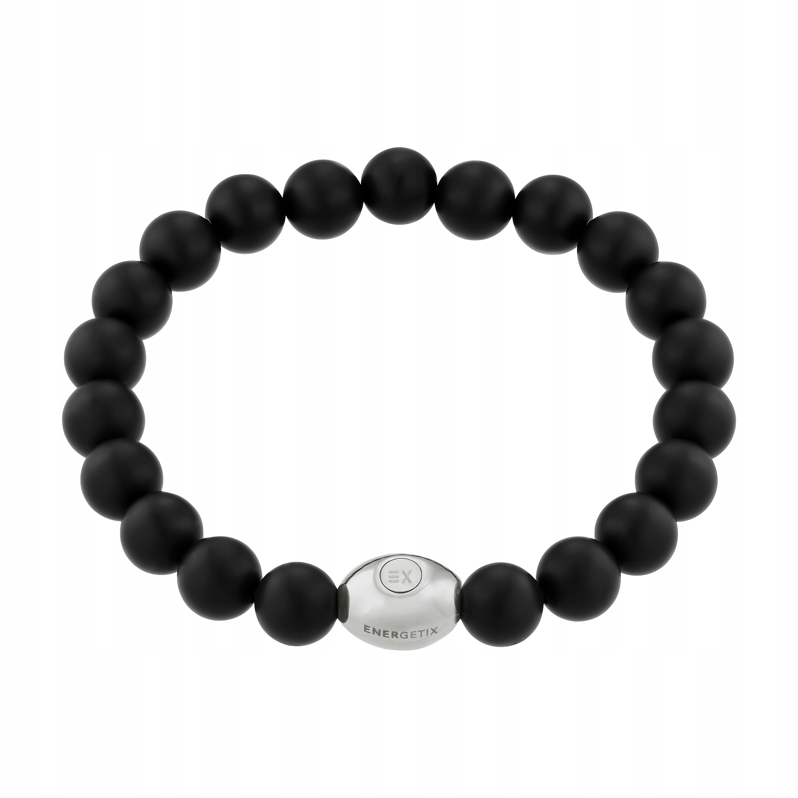 Magnetický náramek Korálky Černý Onyx Pánský Ocel Elastický