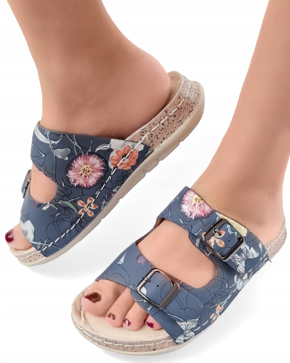 Damskie Lekkie Klapki Obuwie Odkryte z Regulacją na Klamerki *38*