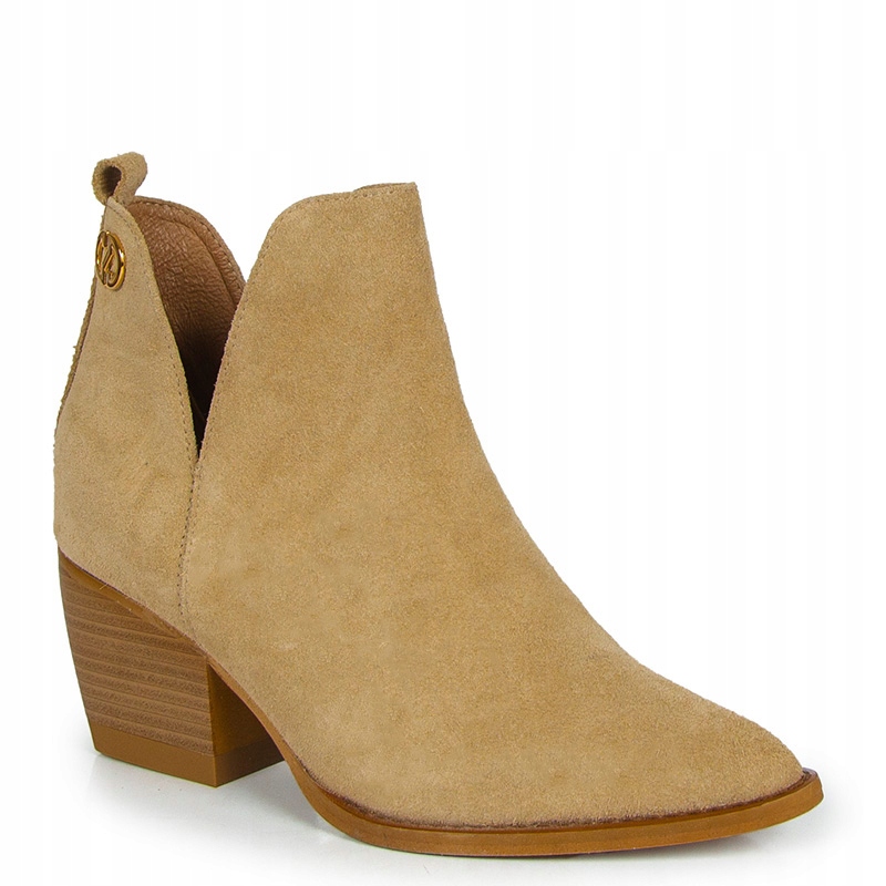 Carinii B9454 Kotníkové Boty Jarní Semišová Kůže Béžová 39