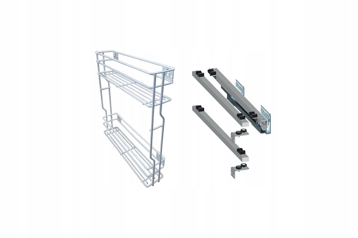Cargo koš do skříňky boční pravý 15 cm 150 Bílý 2p Rejs Push plný výsuv