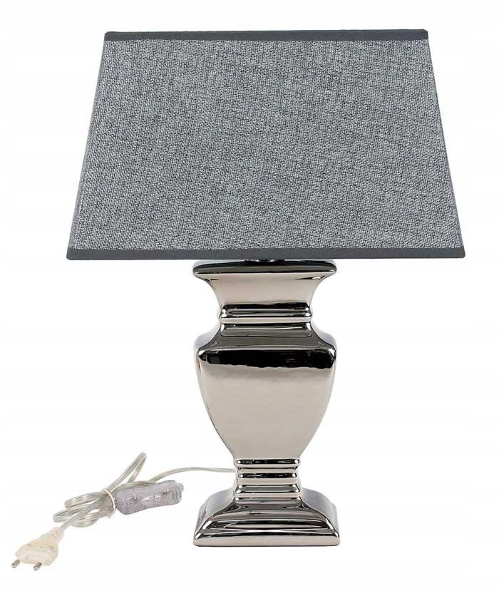 

Lampka lampa srebrna szara nowoczesna stołowa