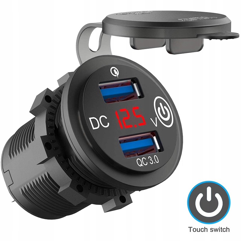 

Ładowarka Motocyklowa samochodowa 2xUSB Woltomierz