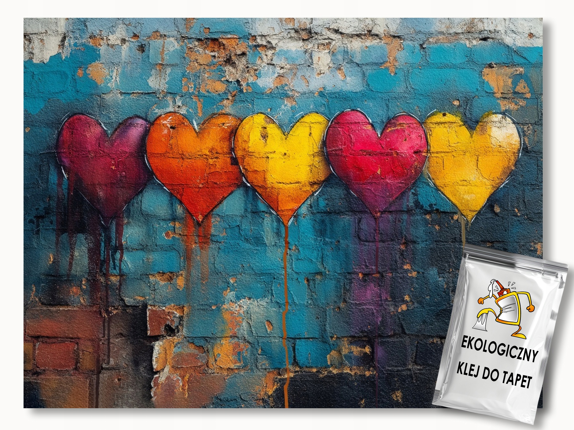 Fototapeta Flizelina Barevné Srdce Zeď Street Art Vintage 254x184 130g