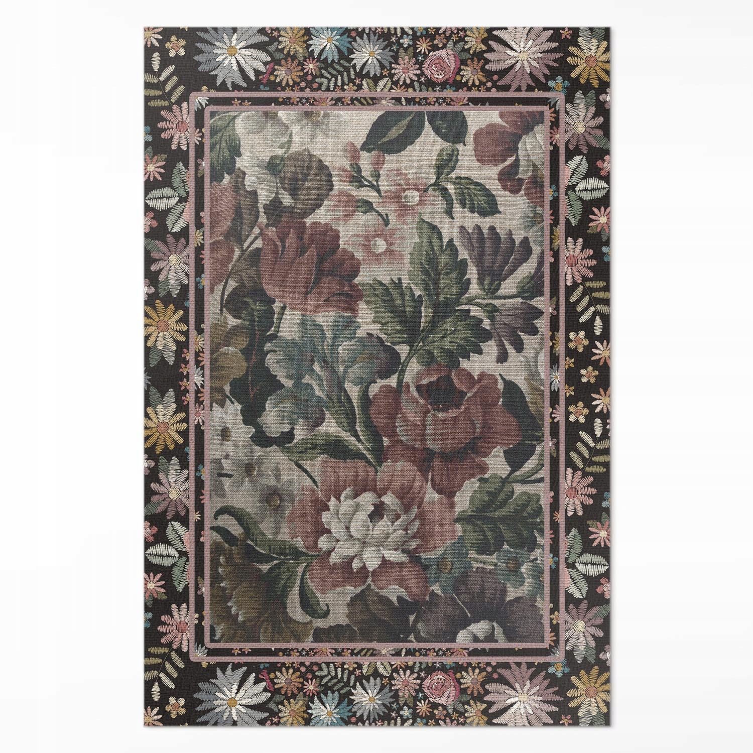 Koberec Vinyl do spálne Bledé farby divoké vintage kvety XXL 150 x 225 cm