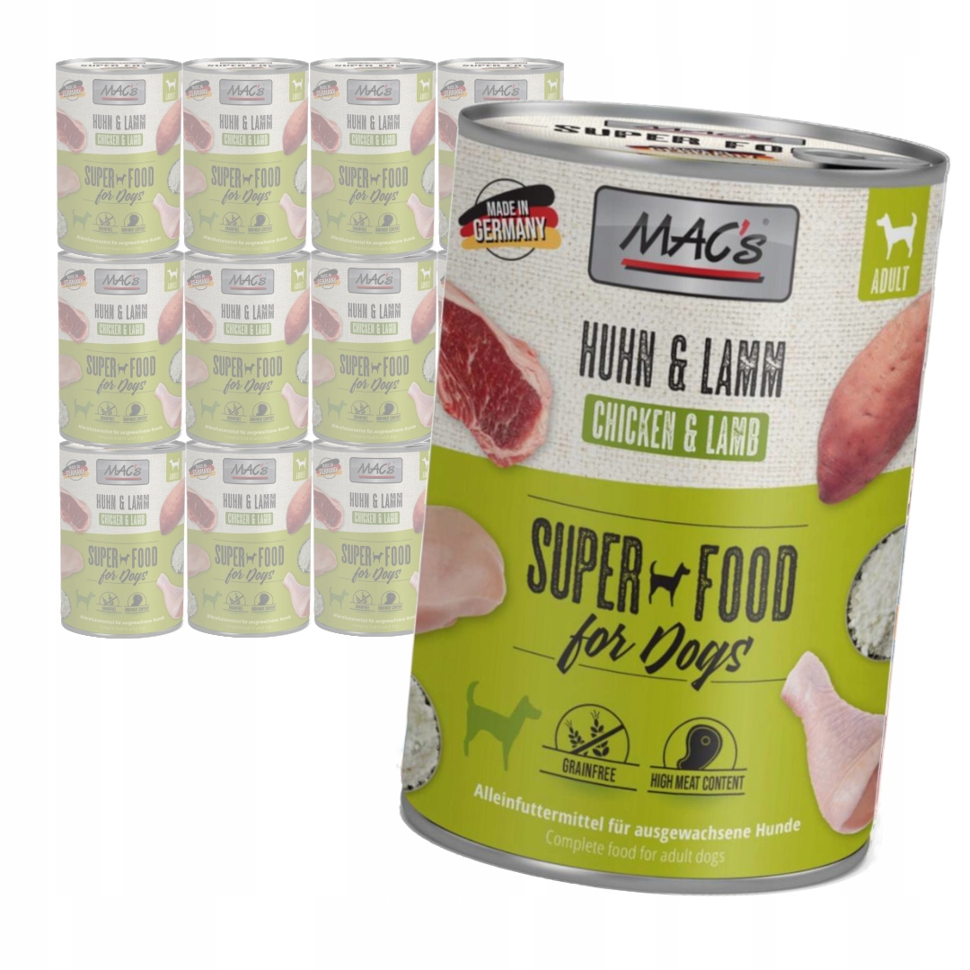 MAC's Dog Bezobilné Vlhké Krmivo pro psy s kuřecím a jehněčím masem 12 x 400 g