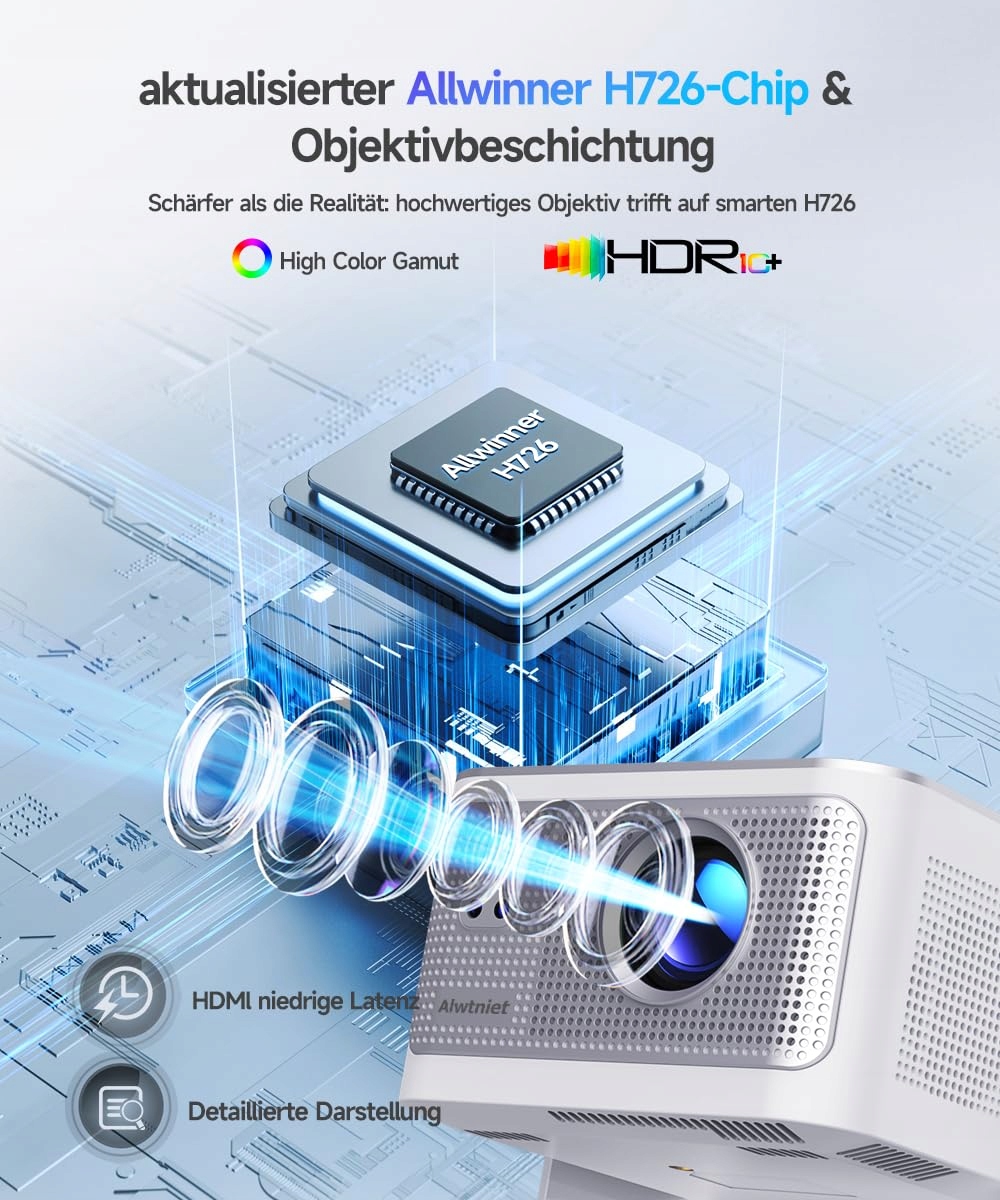 ALWTNIET Projektor 4K 8K Full HD 1080P Android WiFi Bluetooth Heimkino — miniatura 4