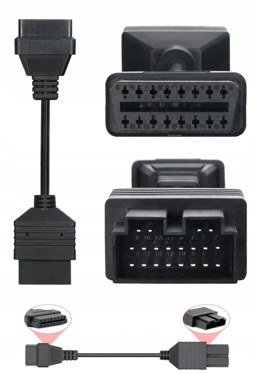 Kabel Adapter Przejściówka OBD2 Kia 20 Pin 16 Pin Stabilna Wersja