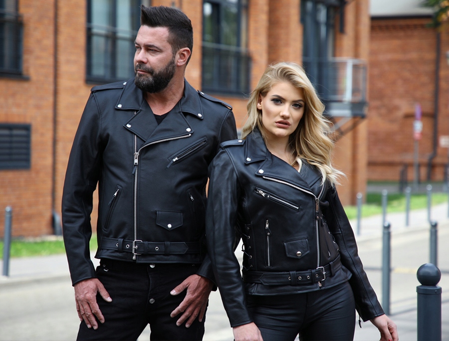 STYLOWA KURTKA MOTOCYKLOWA RAMONESKA SKÓRA 5XL Długość całkowita 71.00-71.00 cm