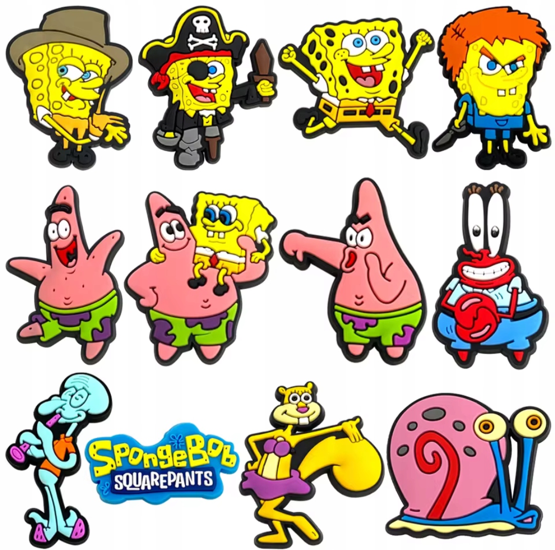 Pin Připínáček na boty Crocs Crocs 12 sponek – Spongebob s přívěskem