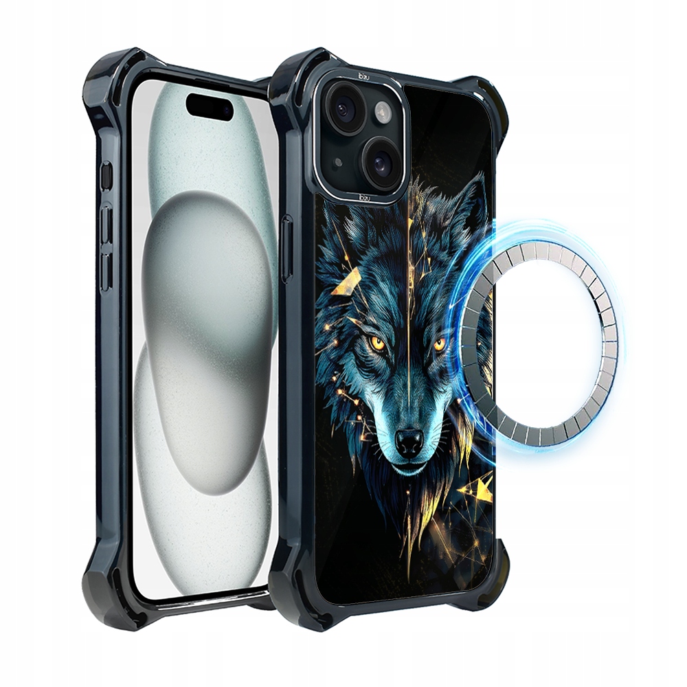 Pouzdro pro iPhone 15 Plus Ibizu DropGuard Ultra s MagSafe, mocný vlk