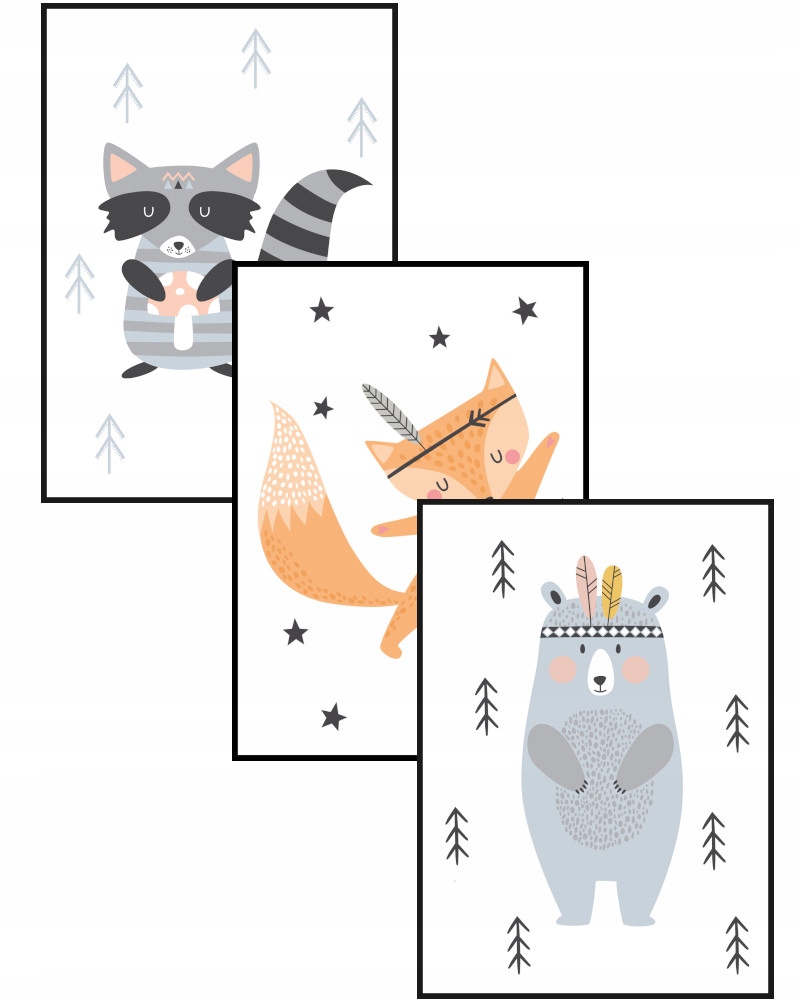 

Zestaw 3 Plakatów Zwierzęta Skandynawskie 30x40 CM