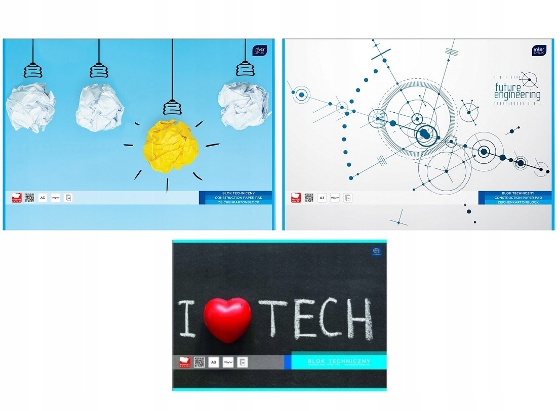 BLOK TECHNICZNY BIAŁY A3 10K 170G RÓŻNE WZORY Kod producenta 030-00210X