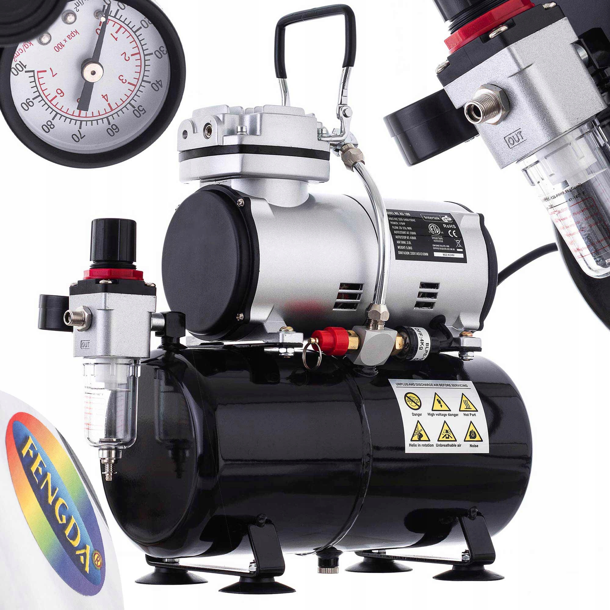 Kompresor Pro Airbrush S 3L Lahví, Bezolejový, Tichý, Modelářský Set