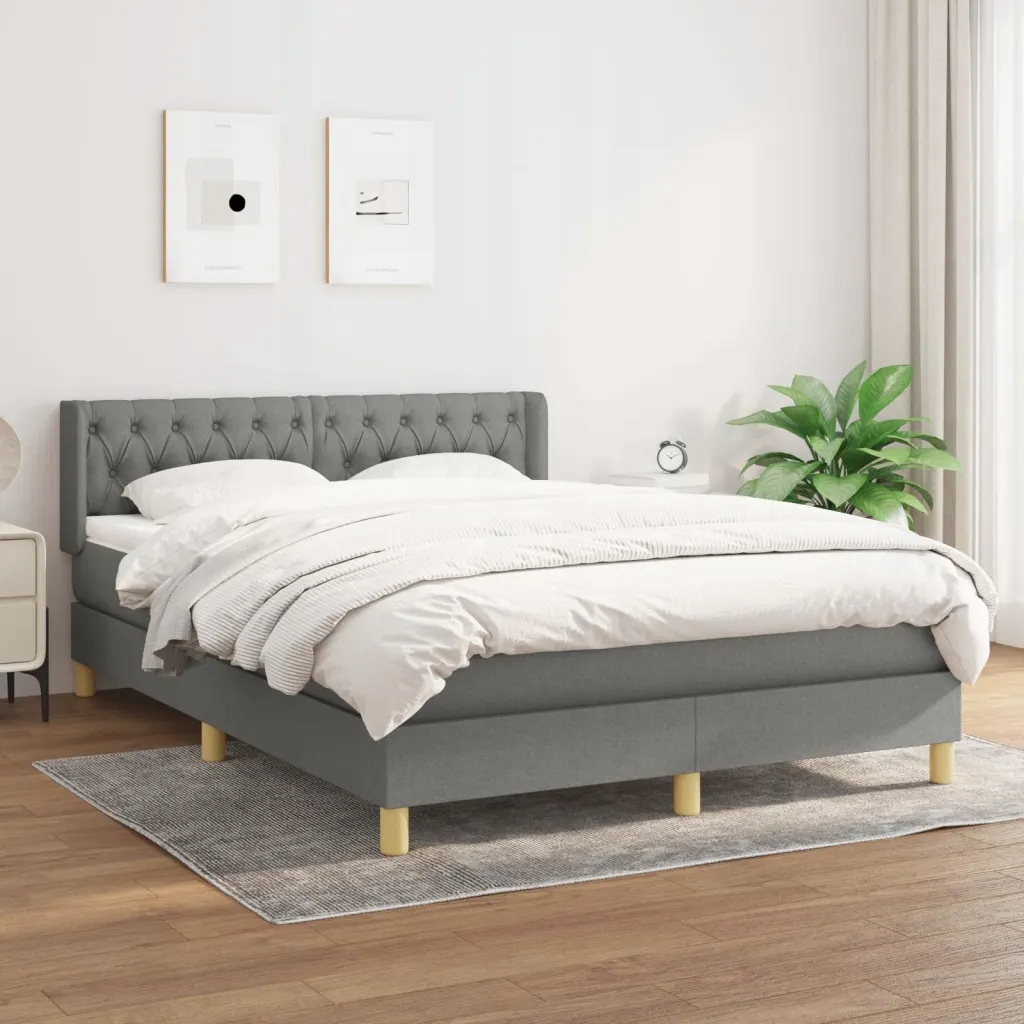 Box spring postel s matrací tmavě šedá 140x200 cm textil Šedá 3130514
