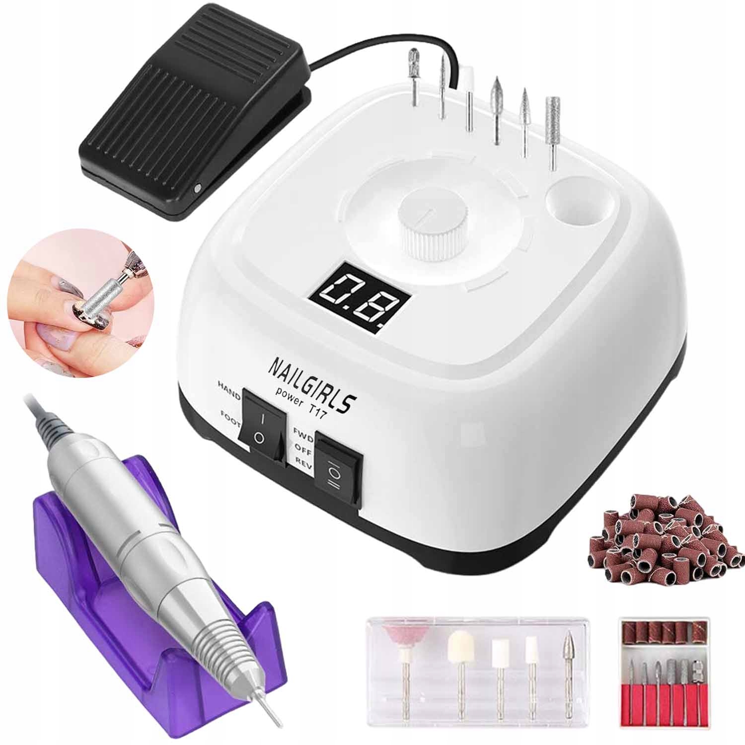 Bruska Na Nehty 11V1 pro manikúru a pedikúru Profesionální Silná Frézy