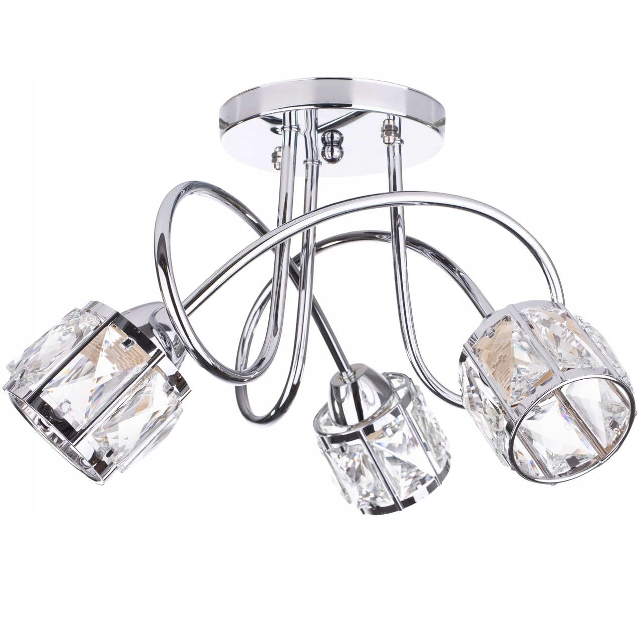 Lampa Wisząca Sufitowa Żyrandol Led Dunaj 3 plafon chrom kryształ