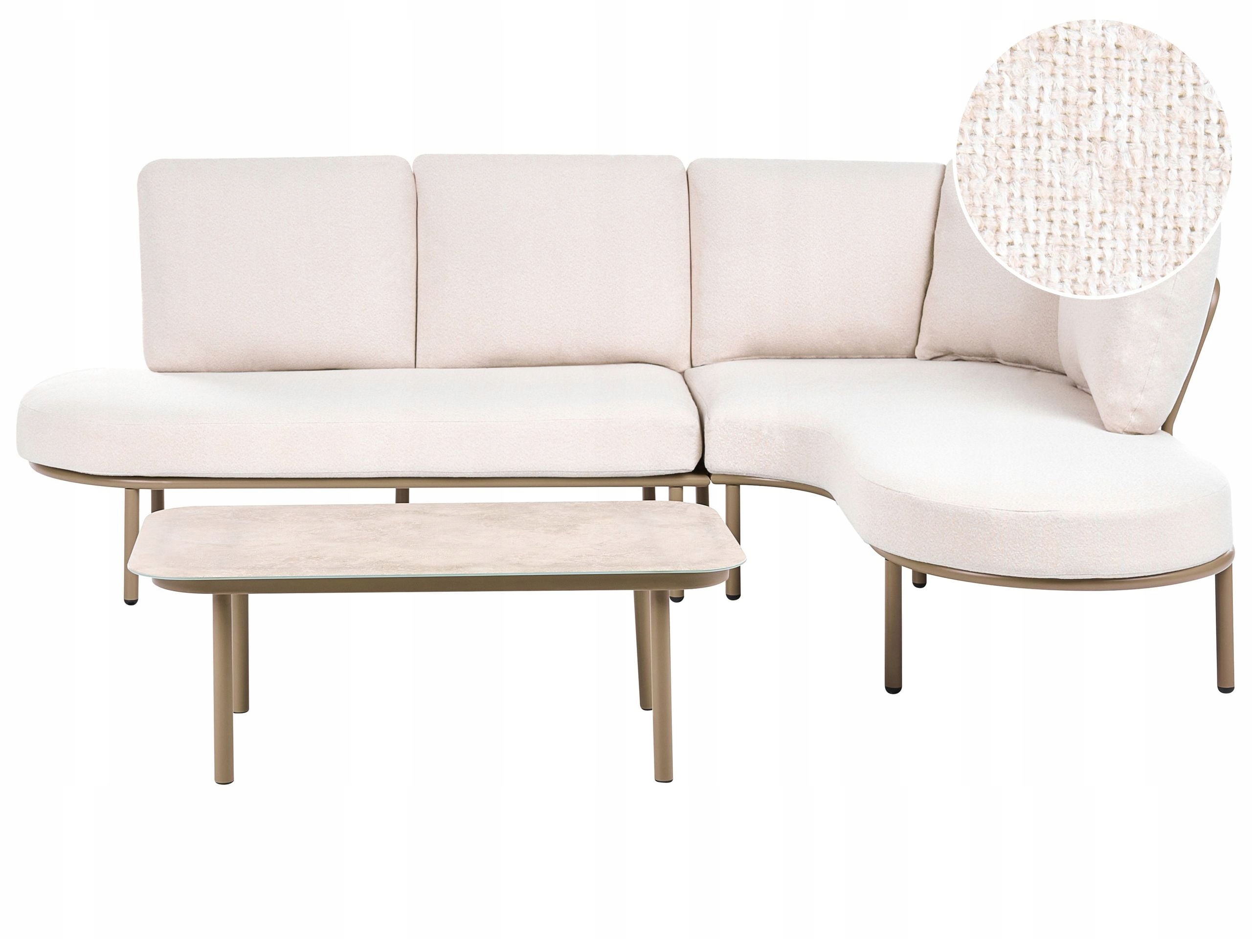 Sofa ogrodowa ze stolikiem 4-osobowa aluminium brązowa
