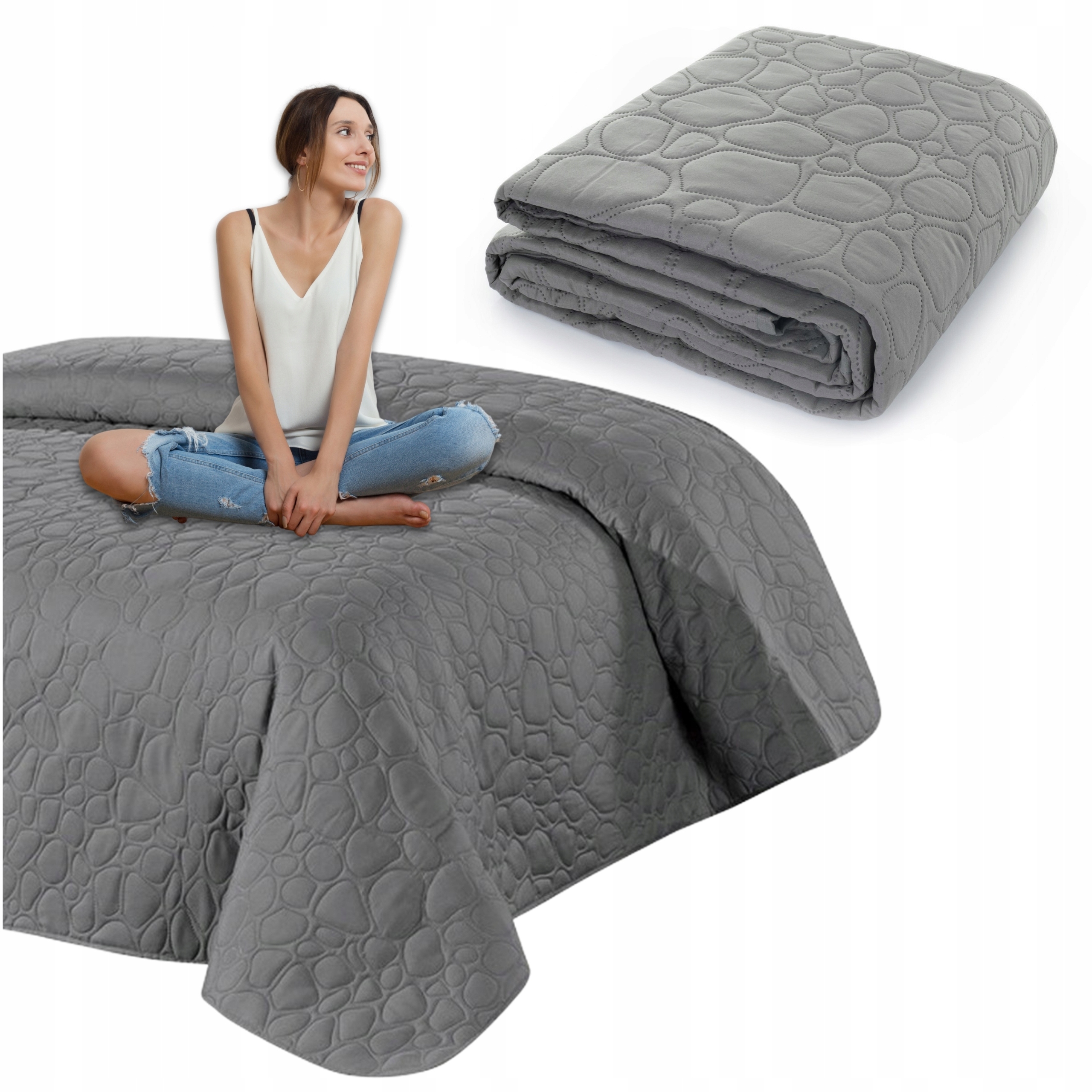 Přikrývka na postel gauč 220x240 na rohovou pohovku prošívaná pléd Nicole