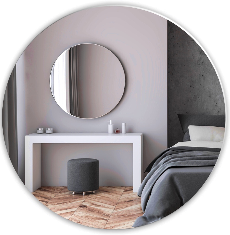 LUSTRO SREBRNE OKRĄGŁE BEZ RAMY 65cm SZLIFOWANE