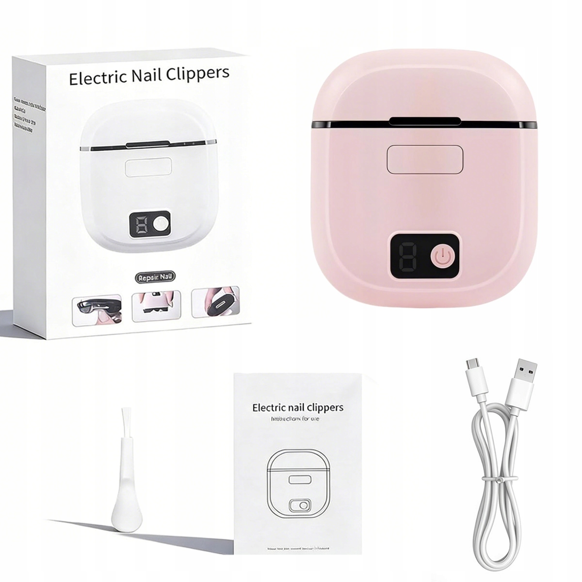 Elektrický Turistický Odstřihovač Nehtů Bruska Usb Led Leštička