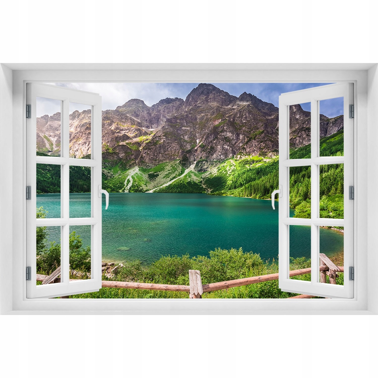 

Naklejka Fototapeta 3D Okno Morskie oko Tatry