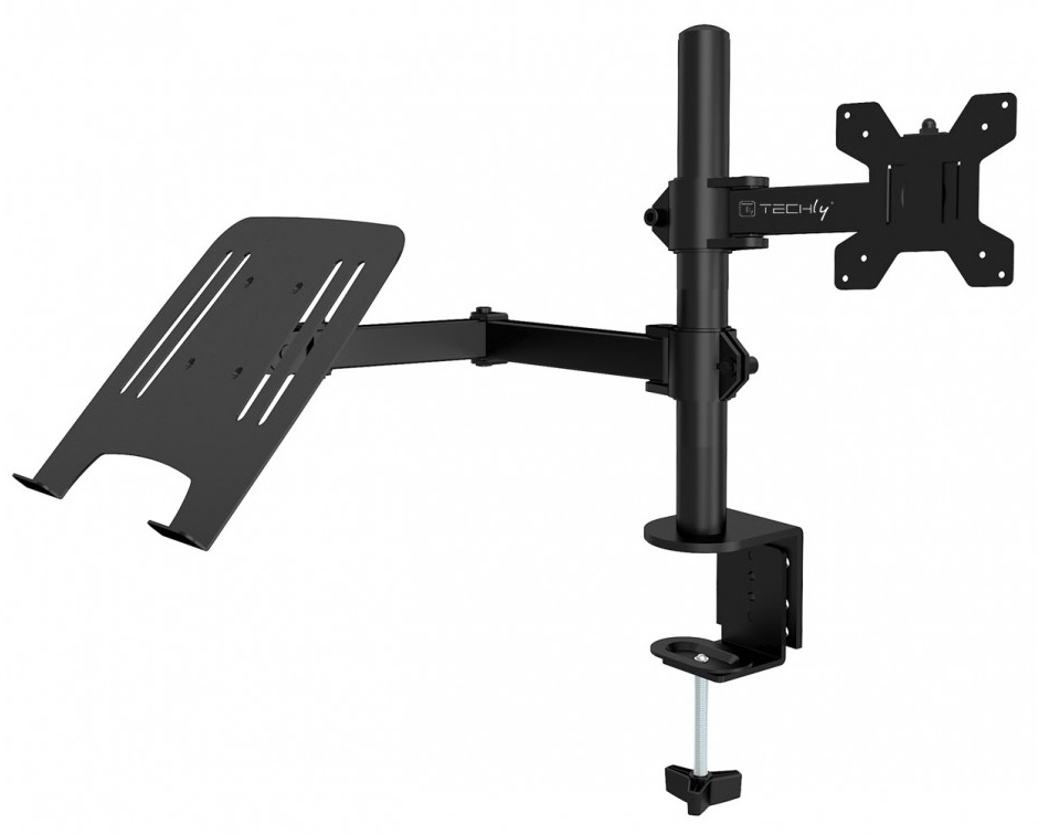 Uchwyt biurkowy Techly 13-32 z półką na laptop 12-17 regulowany