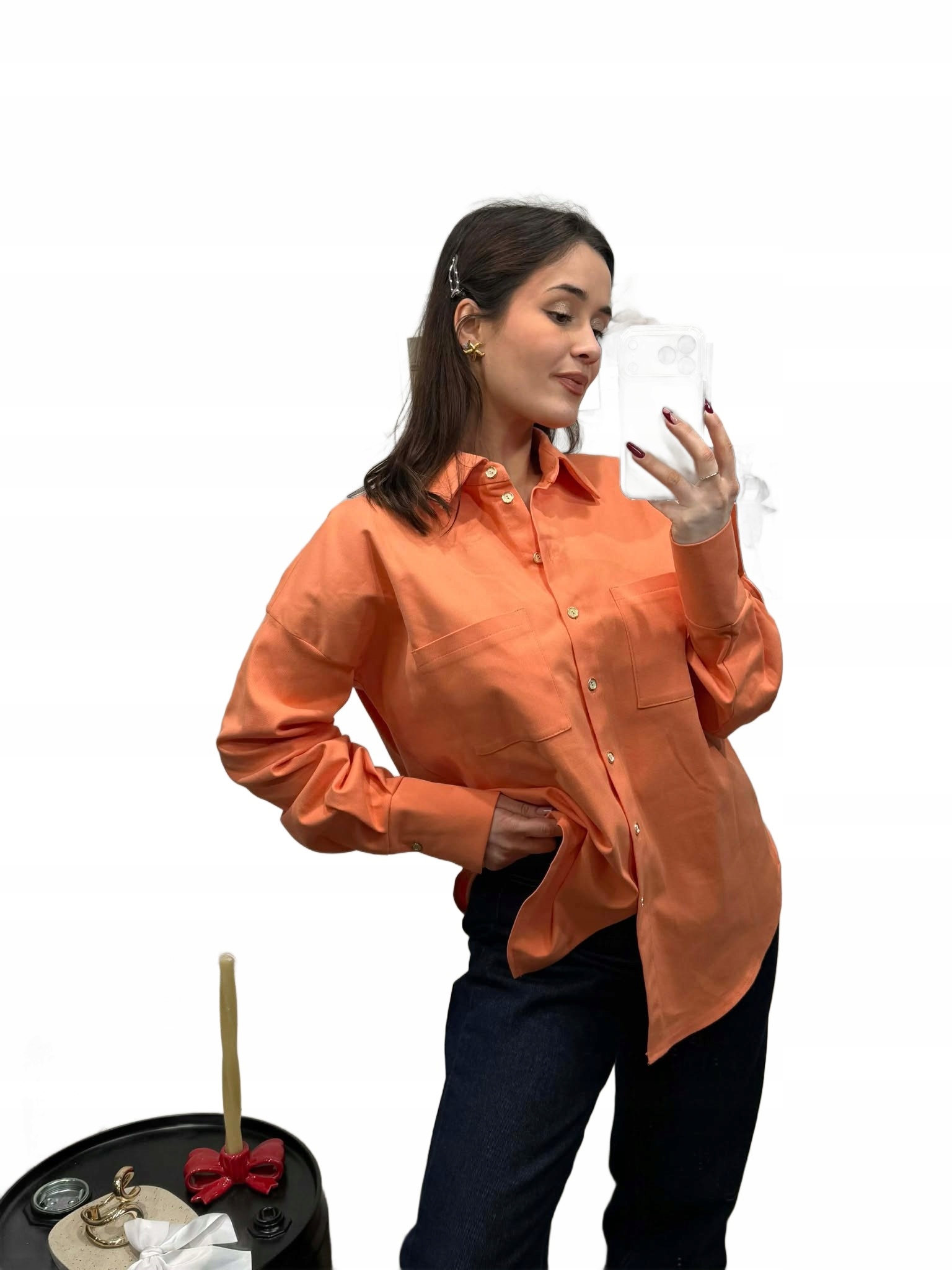 La Milla Oversizová Košile Minimalist Oranžová Univerzální