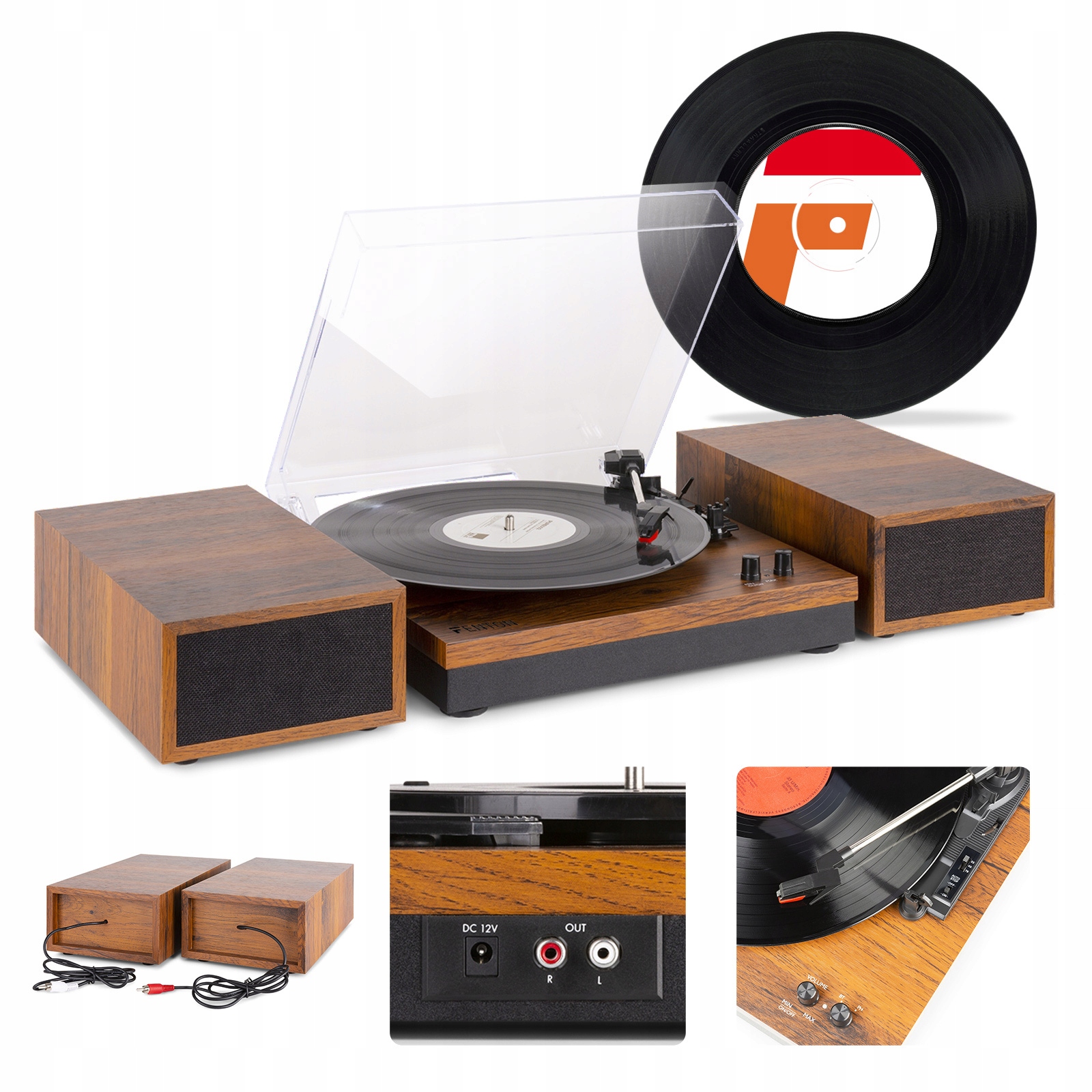 Gramofon FENTON z głośnikami STEREO BT RCA+ winyl