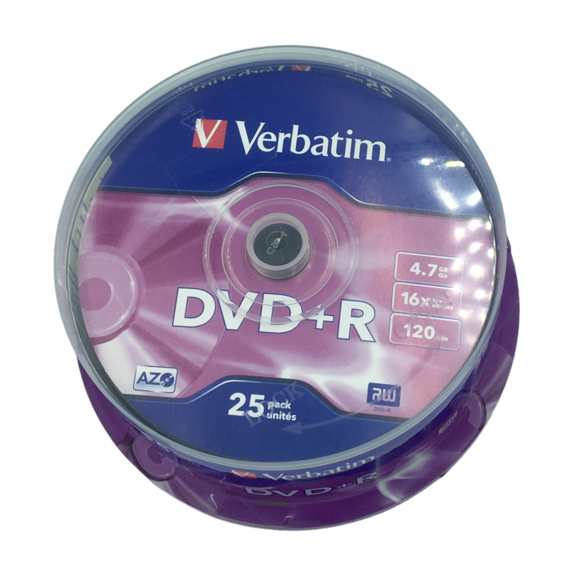 Płyta DVD Verbatim Dvd+r 4,7 Gb 25szt Maksymalna prędkość nagrywania: 16x