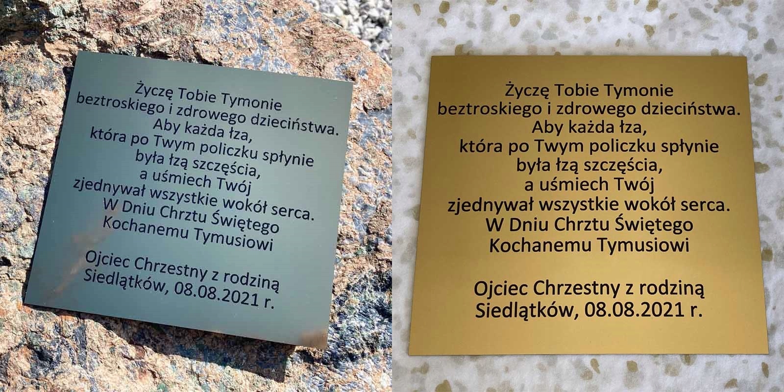 Grawerowanie na tabliczce grawer dedykacja 20 x 10 Rodzaj tablicy grawerowane