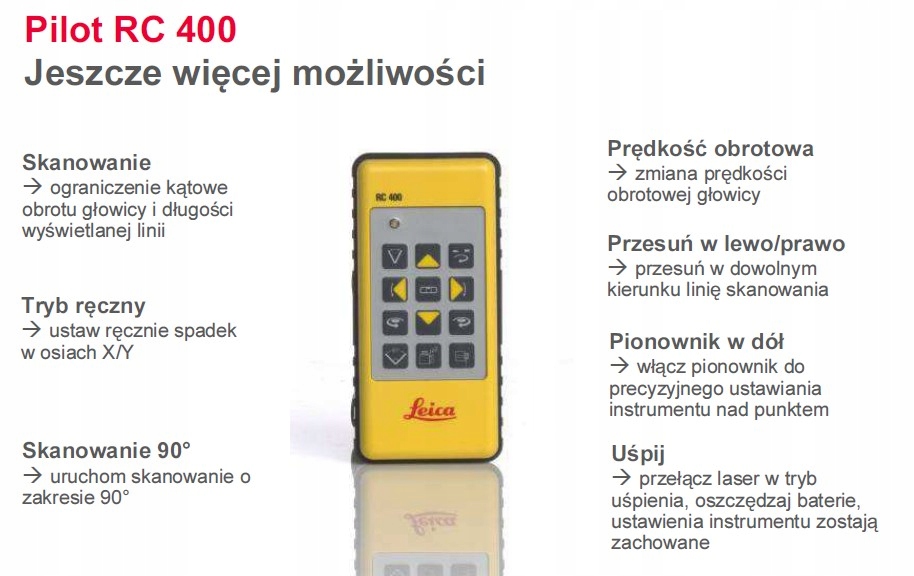 PILOT LEICA RC400 DO NIWELATORÓW LASEROWYCH LEICA Marka Leica