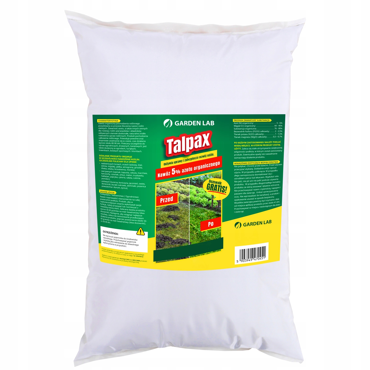 TALPAX ODŻYWIA UPRAWY ZABEZPIECZA ROZWÓJ ROŚLIN NAWÓZ AZOTOWY 10KG