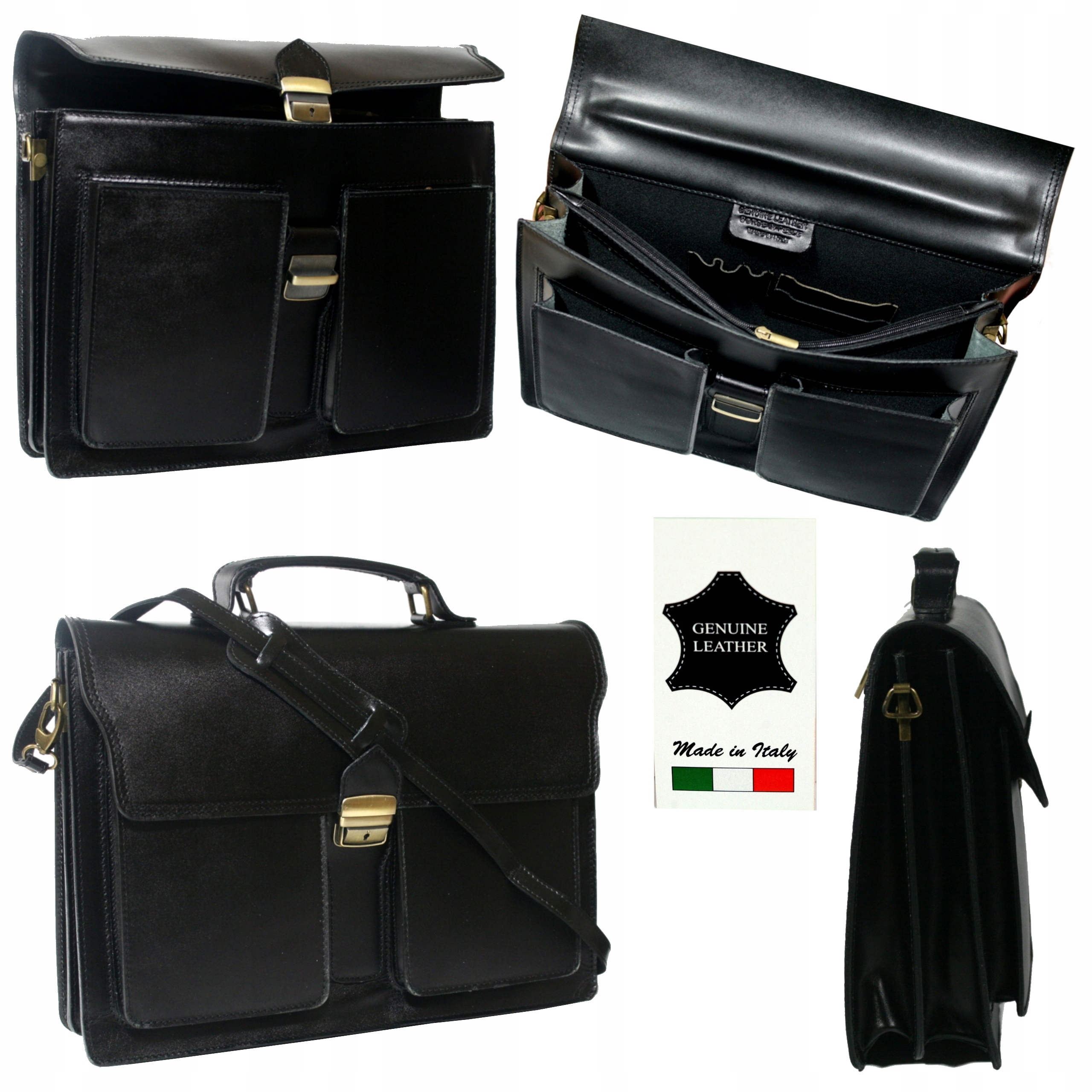 Kožená pánská italská aktovka 3 komory velká taška na notebook 15