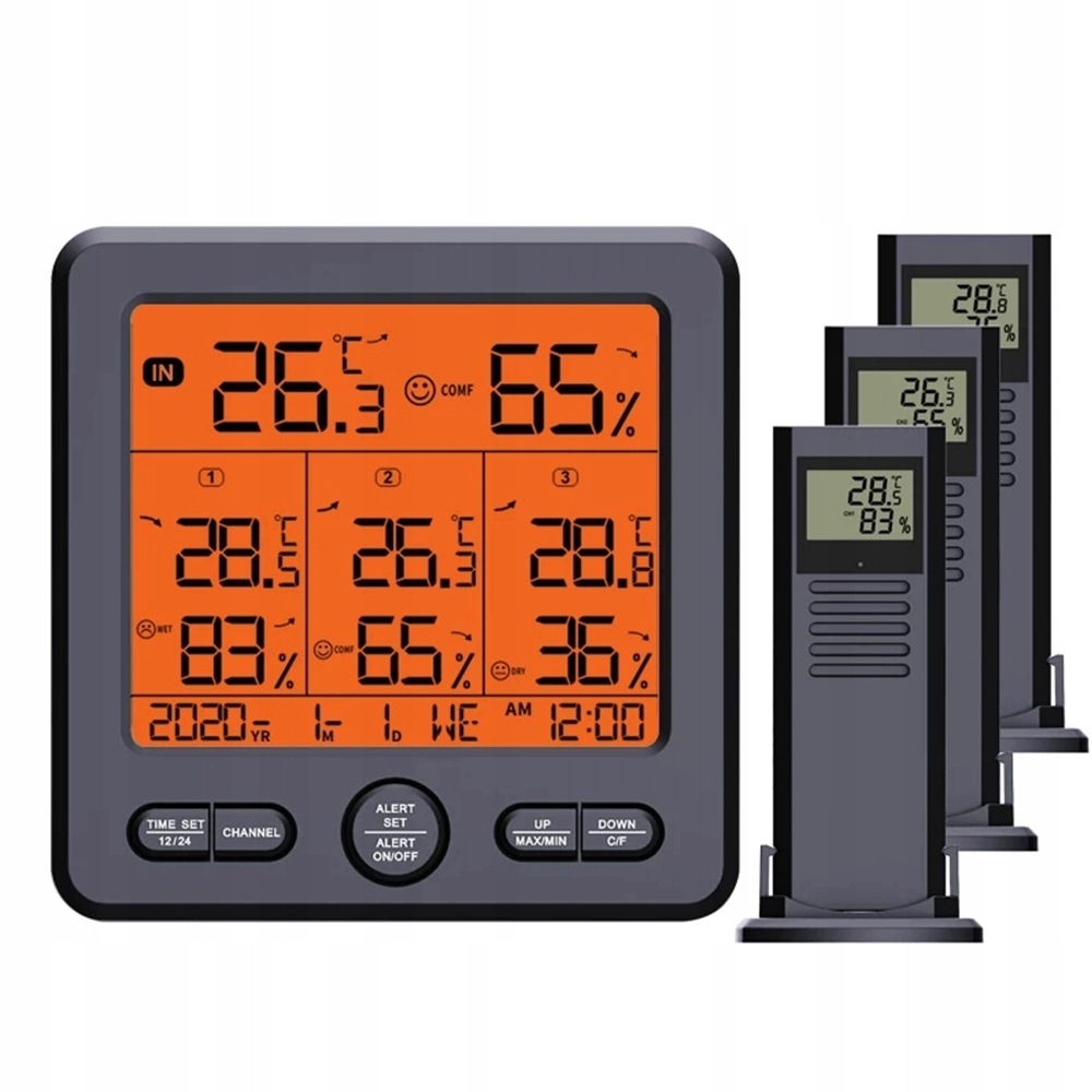 Domácí Meteorologická Stanice LCD Barometr Vlhkoměr Teploměr S 3 Senzory