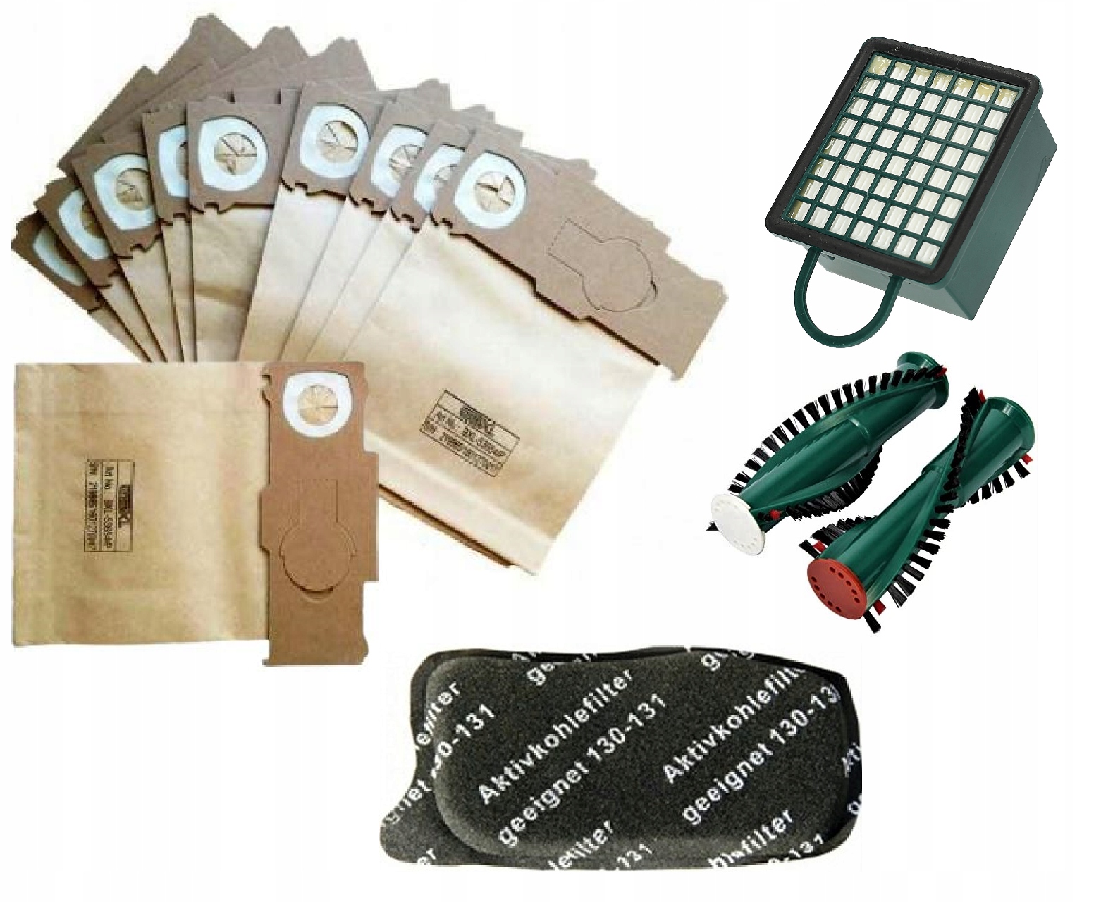 12 x Sáčky Vorwerk Kobold 130/131 Filtry Kartáče