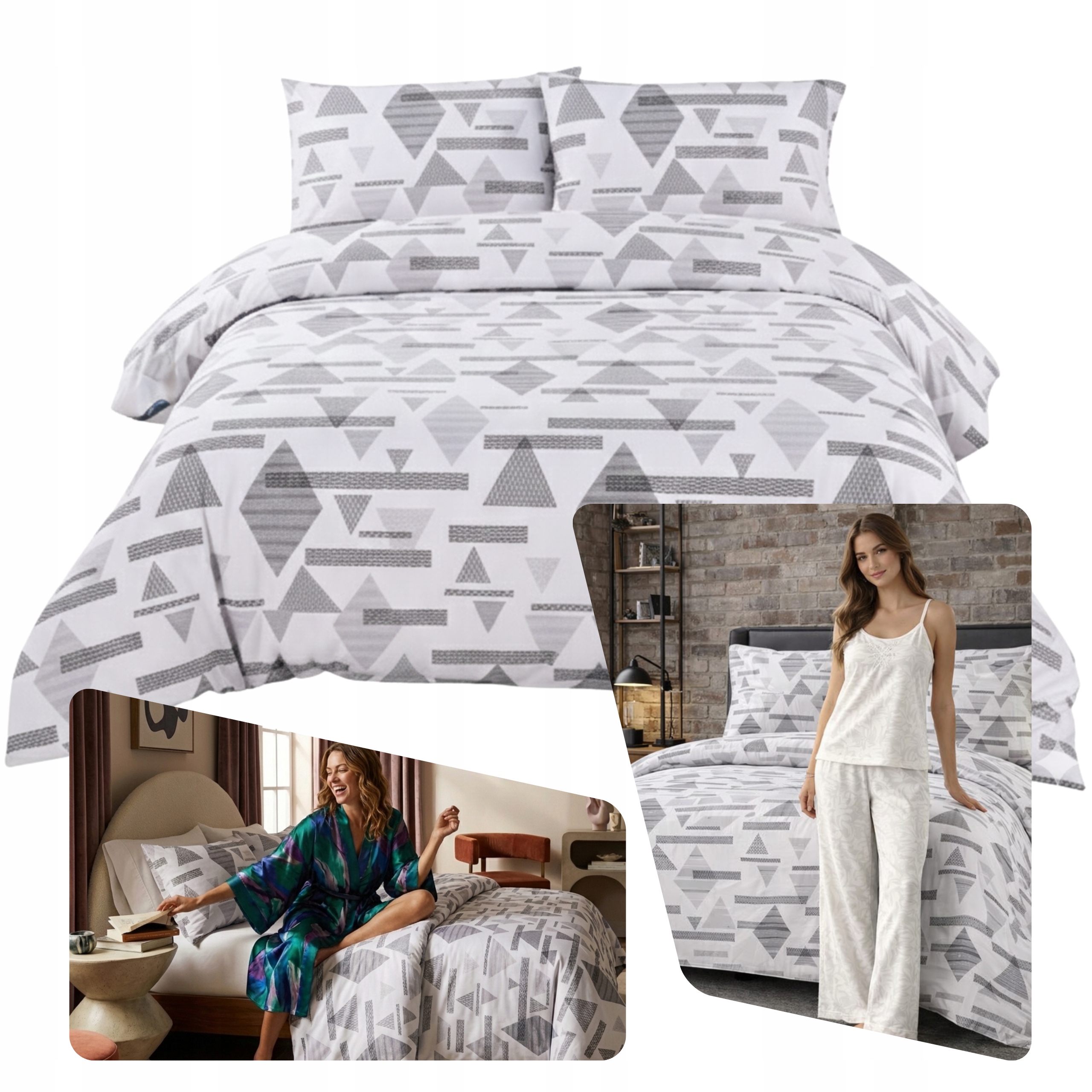 Sada Povlečení Rosa 160x200 cm Romby Bavlna Satén Kvalita Č. 1 Polsko