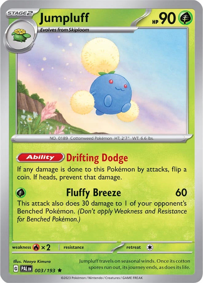 Pokemon Jumpluff Reverse Holo Foil SV02 Pal 003