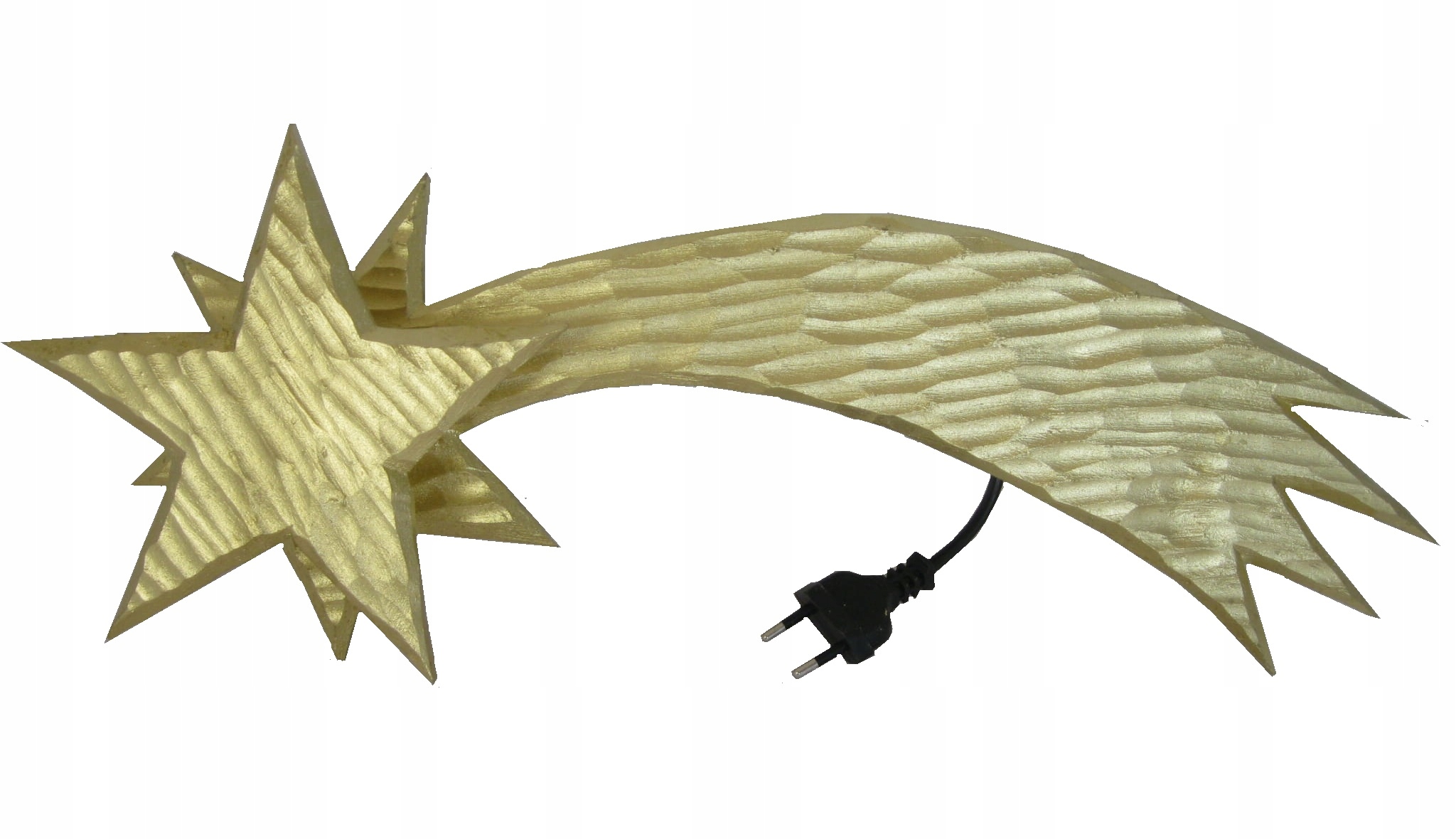 Drevená ručne vyrezávaná Kometa osvetlená 40 cm s Led lampou