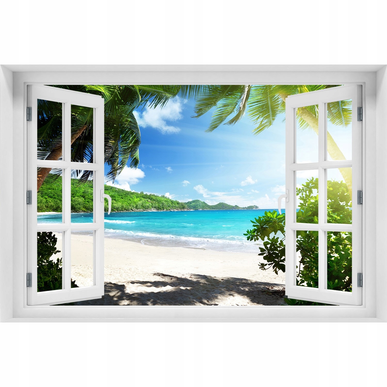 

Naklejka ścienna Okno samoprzylepne Seszele plaża