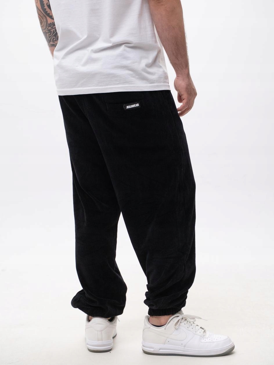 Pánské černé látkové kalhoty Jogger Šňůrky Jigga Cord L