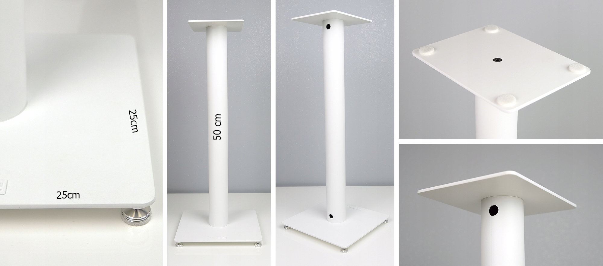 2x STAND STOJAK STOJAKI PODSTAWY POD KOLUMNY GŁOŚNIKI PODSTAWKA białe 50 cm Model S1 50cm