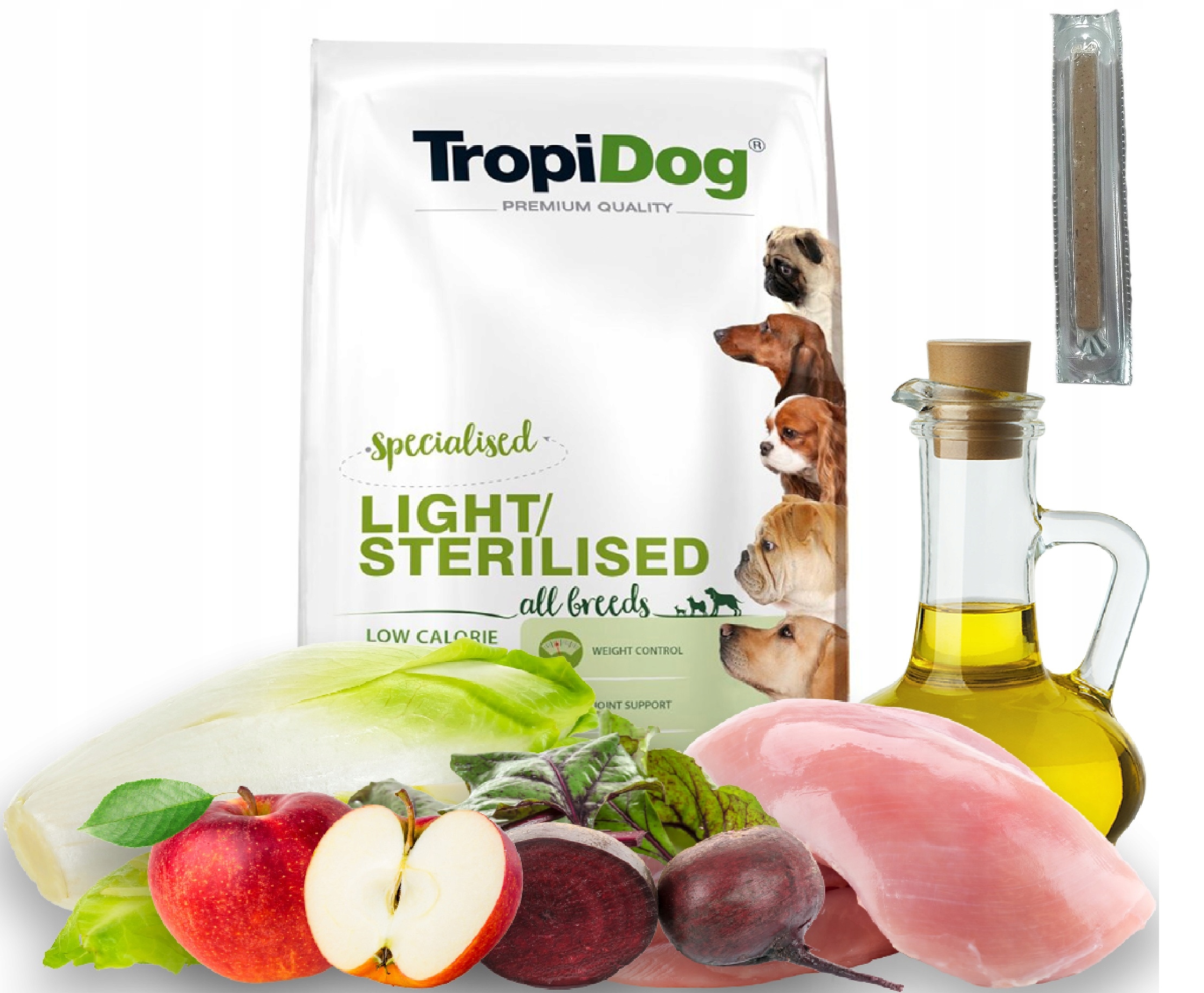 Tropidog Light Sterilised 12kg all breeds Paluszek Alpha Spirit
